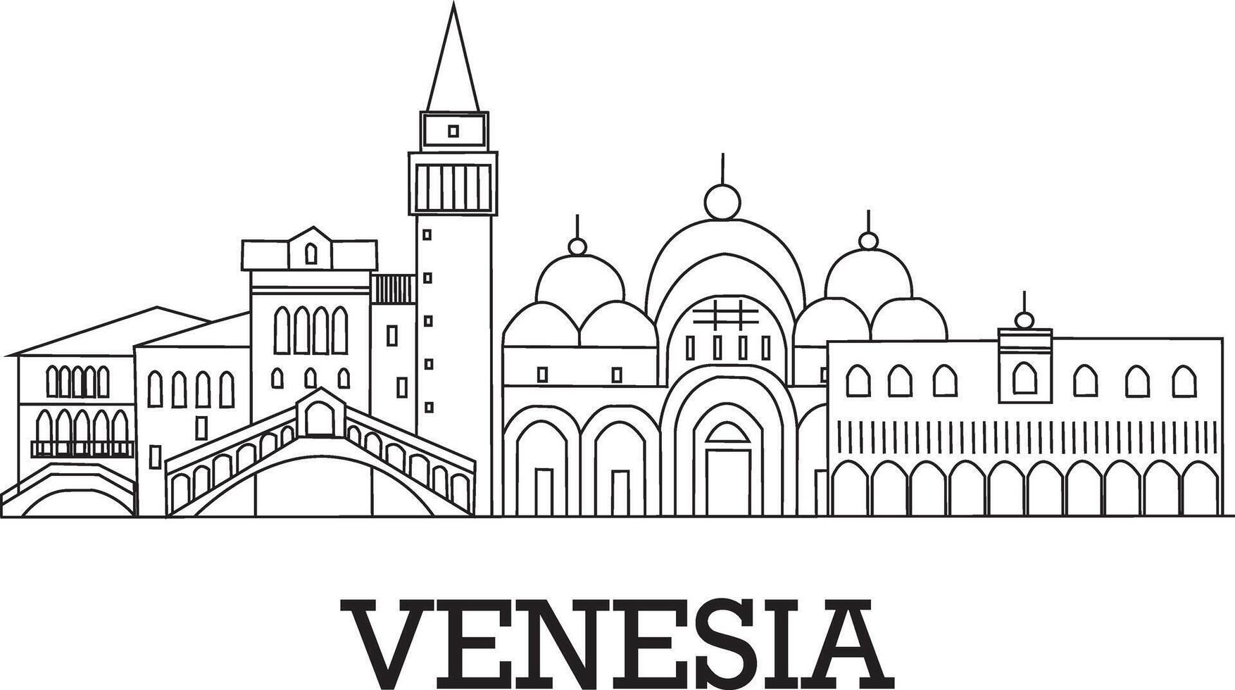 venesien stad linje dra fri vektor