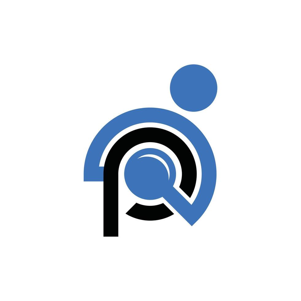 Initiale p Mensch Vergrößerung Glas modern Logo, Logo Element zum Vorlage vektor