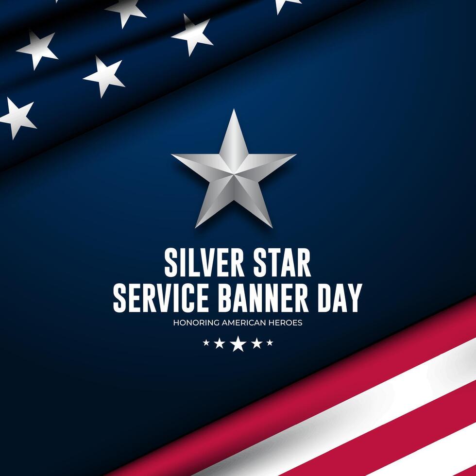 glücklich National Silber Star Bedienung Banner Tag Hintergrund Vektor Illustration