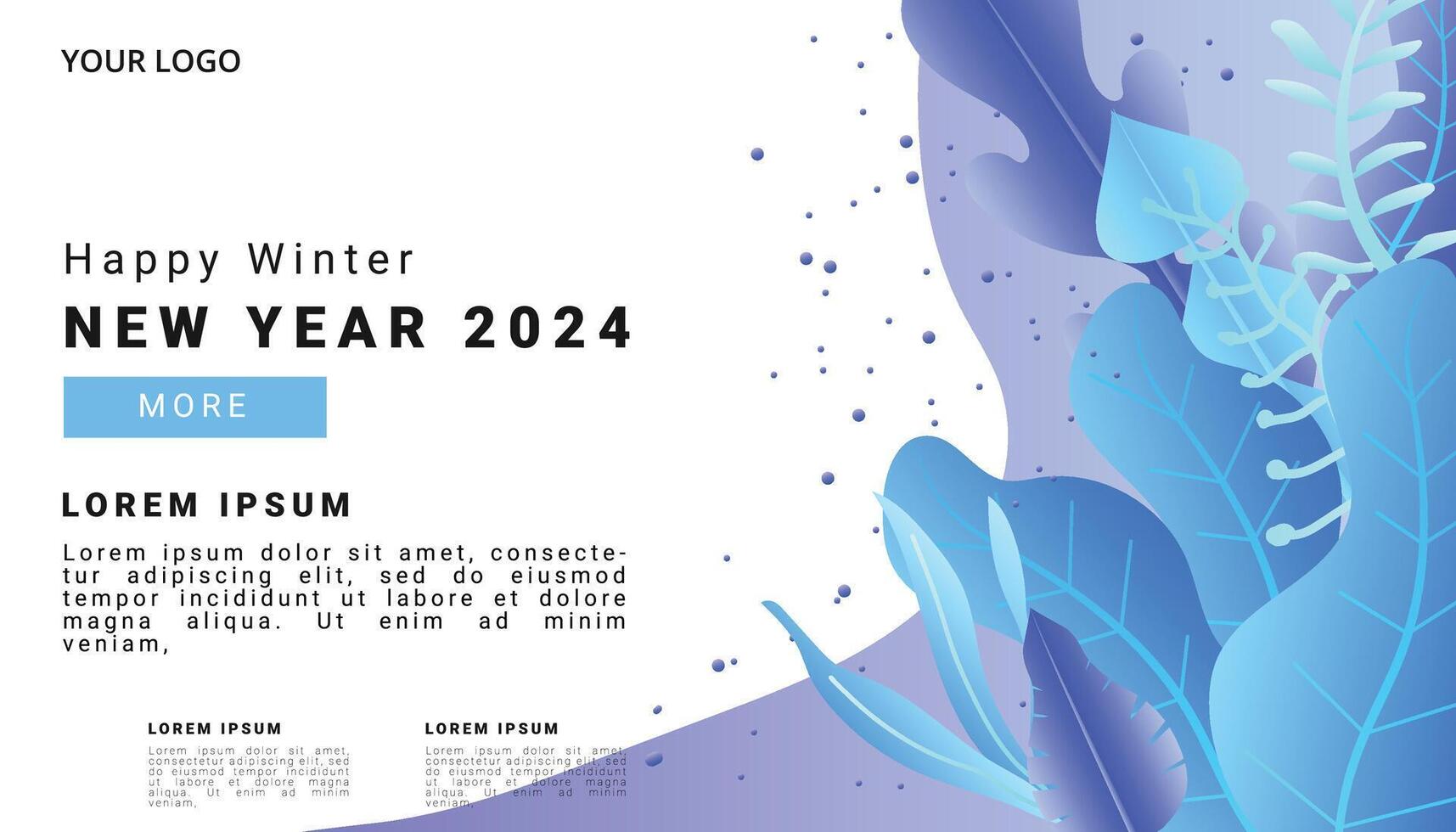vinter- säsong landning sida, ny år 2024 med natur landskap för webbplats, mall, banner eller hälsning kort, vektor illustration