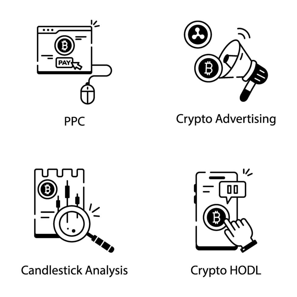 crypto teknologi linje vektor