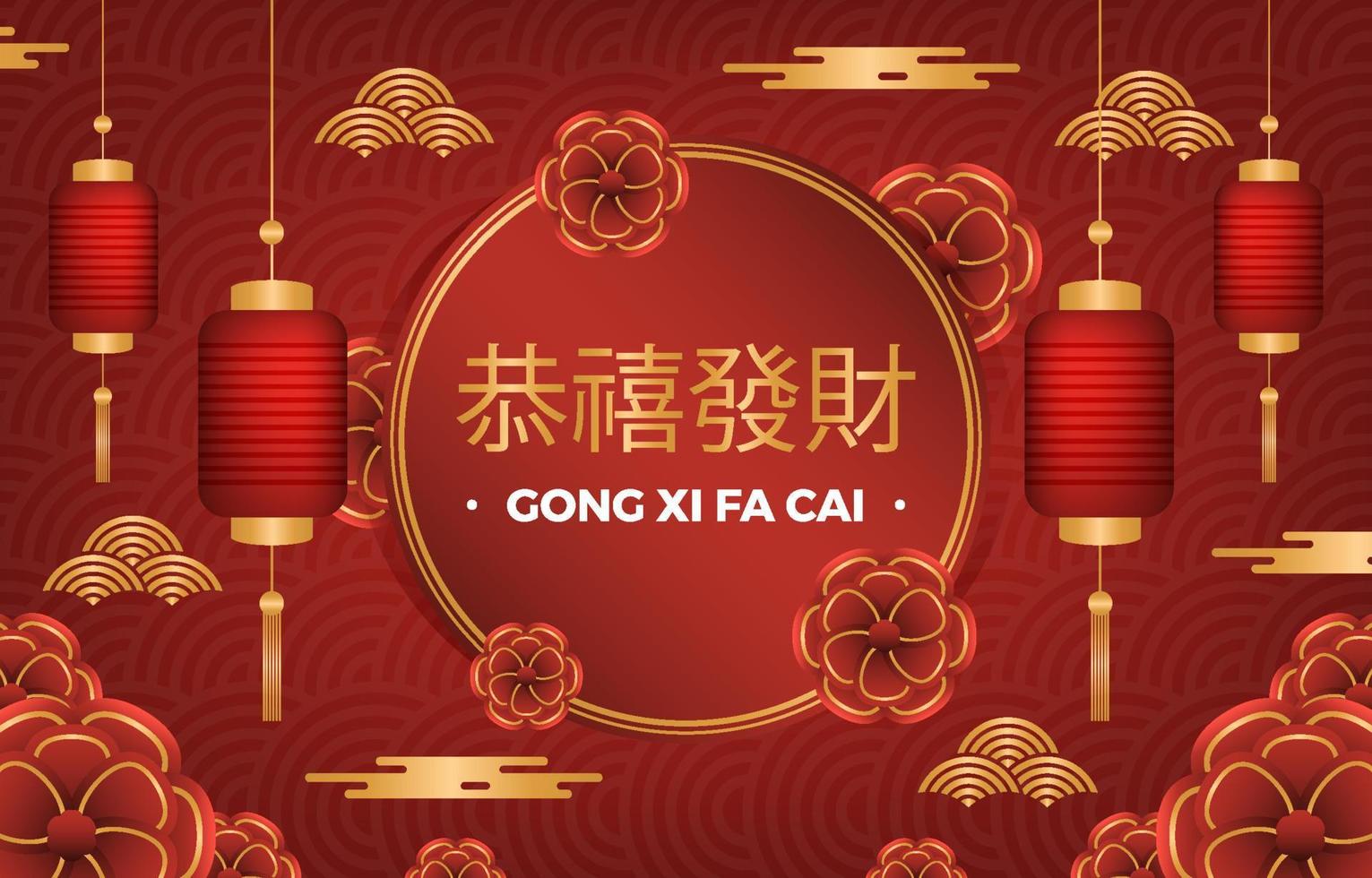 kinesiskt nyår gong xi fa cai bakgrund vektor