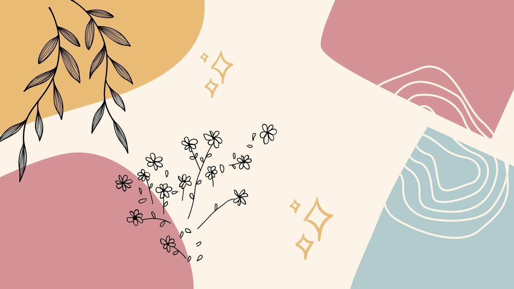 abstrakt blommig bakgrund med hand dragen klotter blommor. vektor illustration.