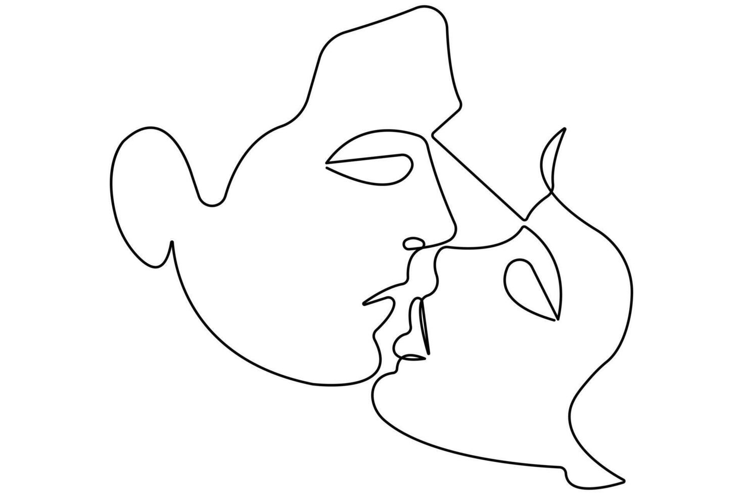 kyss dag kontinuerlig ett linje konst teckning av kyss ikon översikt vektor konst illustration