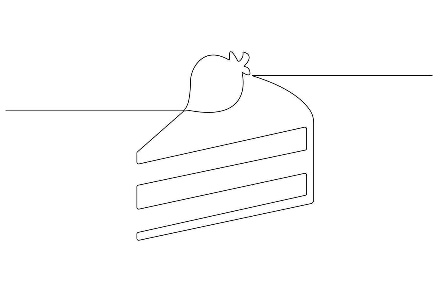 kontinuierlich einer Linie Kunst Zeichnung von Geburtstag Kuchen mit Creme, Kerze Geburtstag Party Symbol von Feier vektor