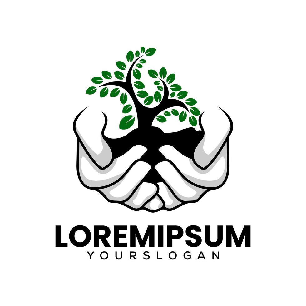 Hand und Baum Symbol Logo Design vektor