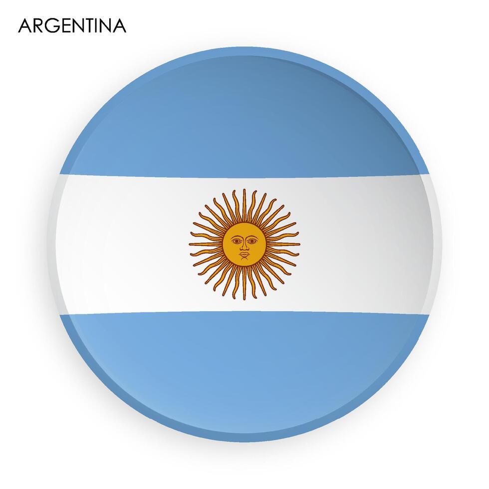 Argentinien Flagge Symbol im modern Neomorphismus Stil. Taste zum Handy, Mobiltelefon Anwendung oder Netz. Vektor auf Weiß Hintergrund