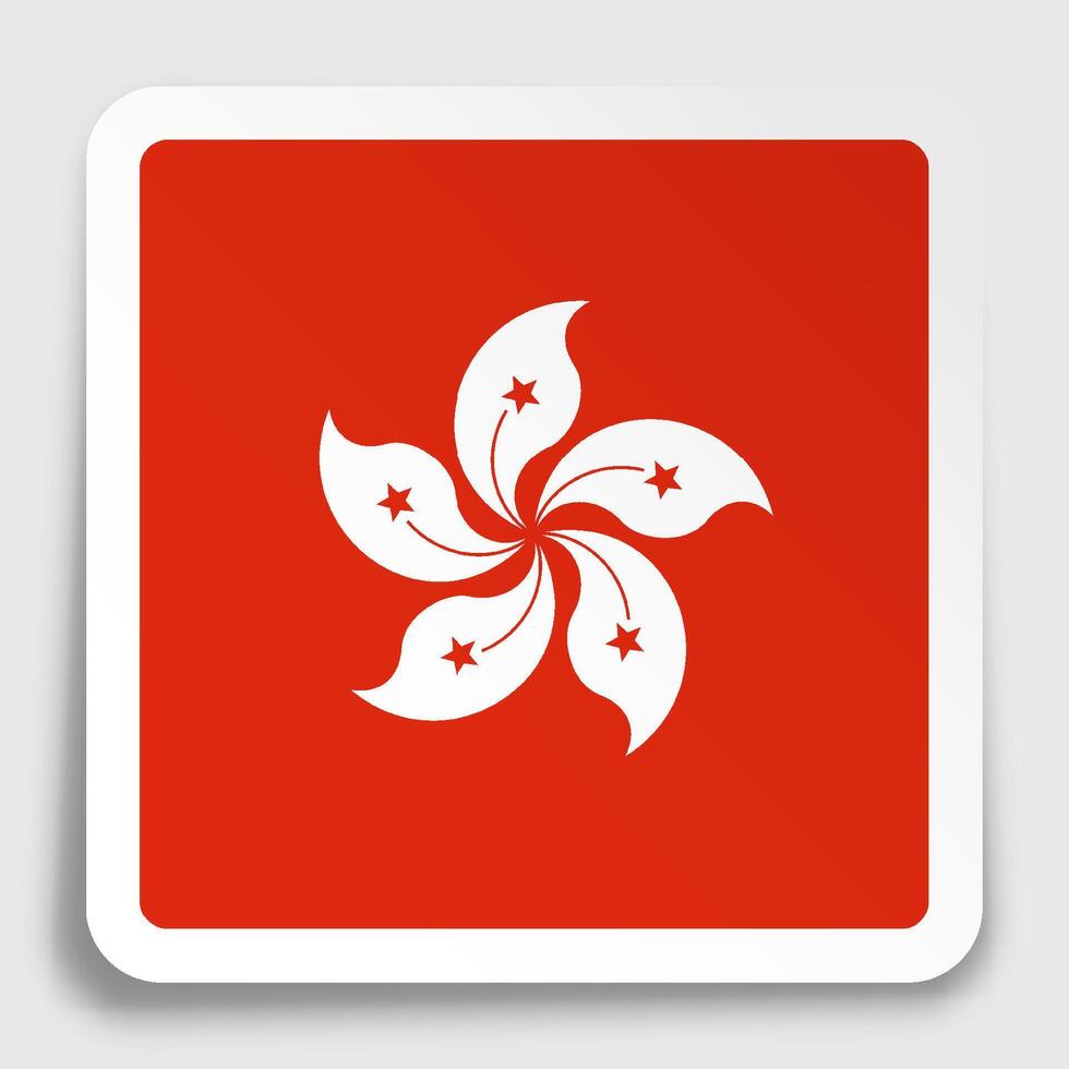 hong kong flagga ikon på papper fyrkant klistermärke med skugga. knapp för mobil Ansökan eller webb. vektor