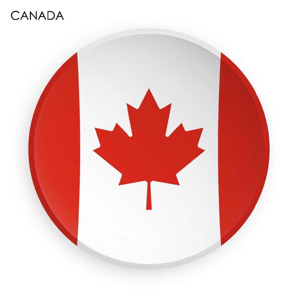 Kanada Flagge Symbol im modern Neomorphismus Stil. Taste zum Handy, Mobiltelefon Anwendung oder Netz. Vektor auf Weiß Hintergrund