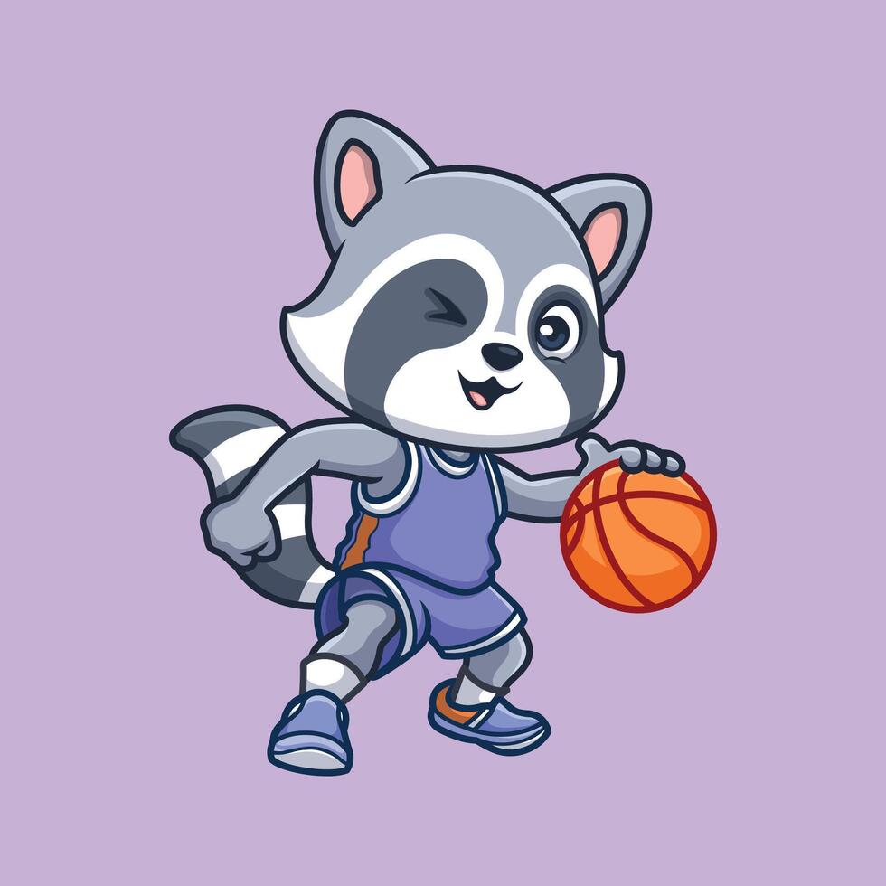 Basketball Waschbär Karikatur vektor