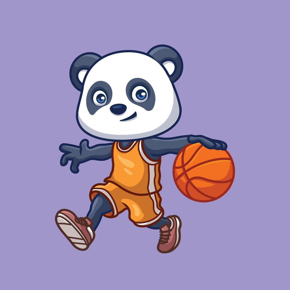 basketboll panda söt tecknad serie vektor