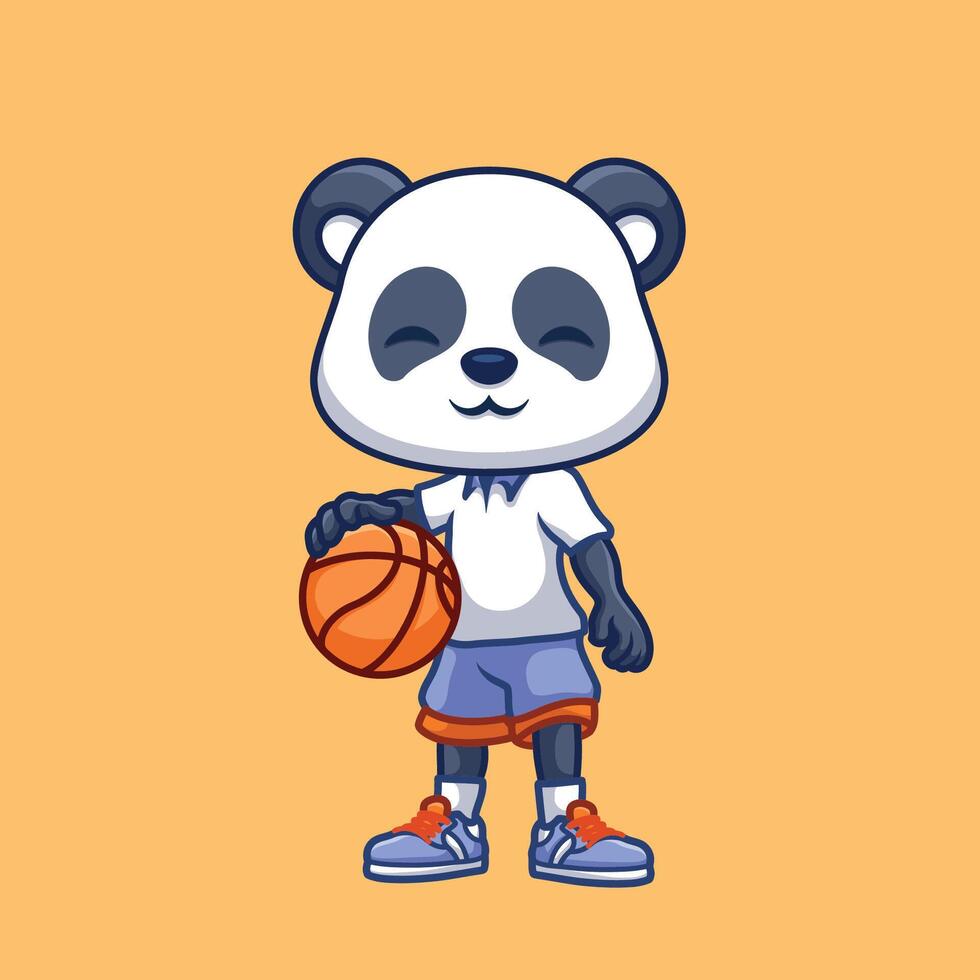 basketboll panda söt tecknad serie vektor