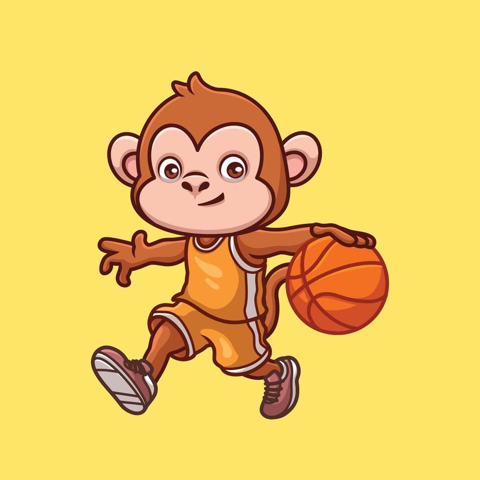 Basketball Affe süß Karikatur vektor