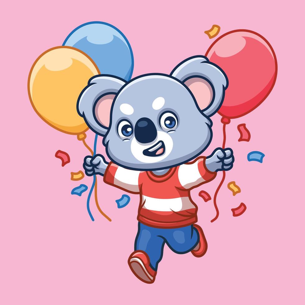 Geburtstag Koala Karikatur Charakter vektor