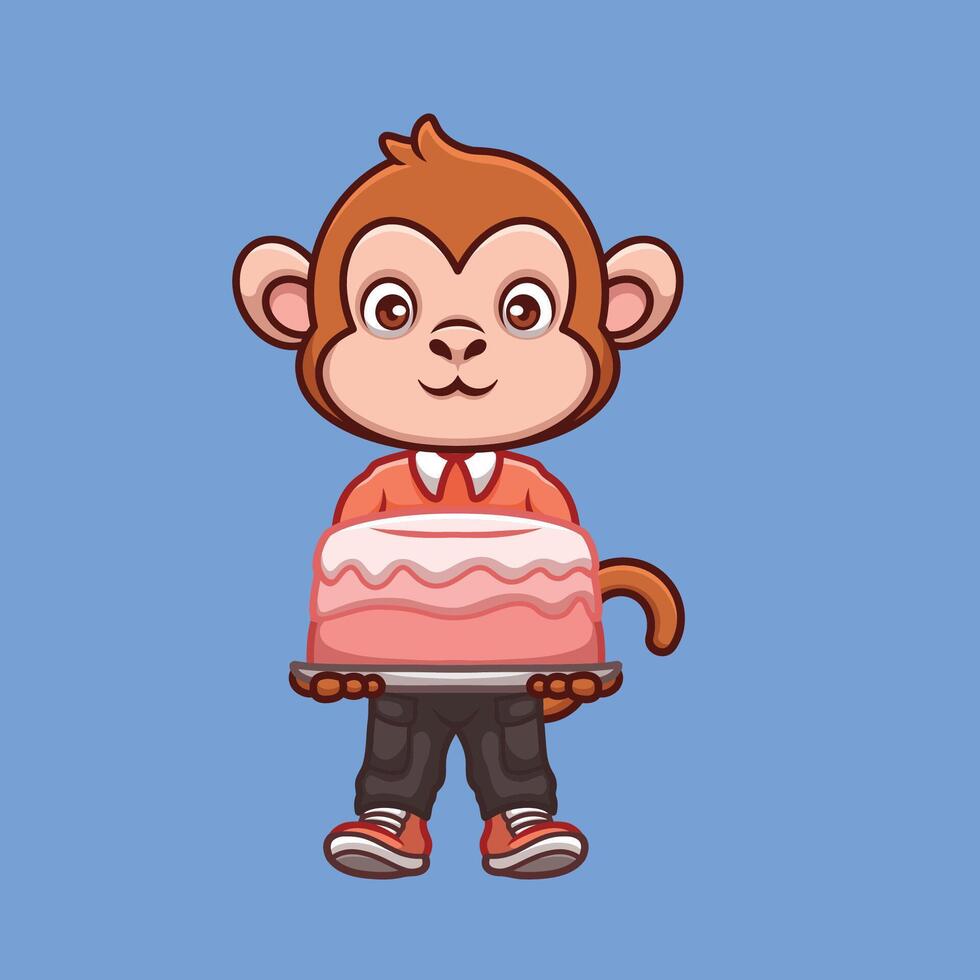 Geburtstag Affe süß Karikatur Charakter vektor