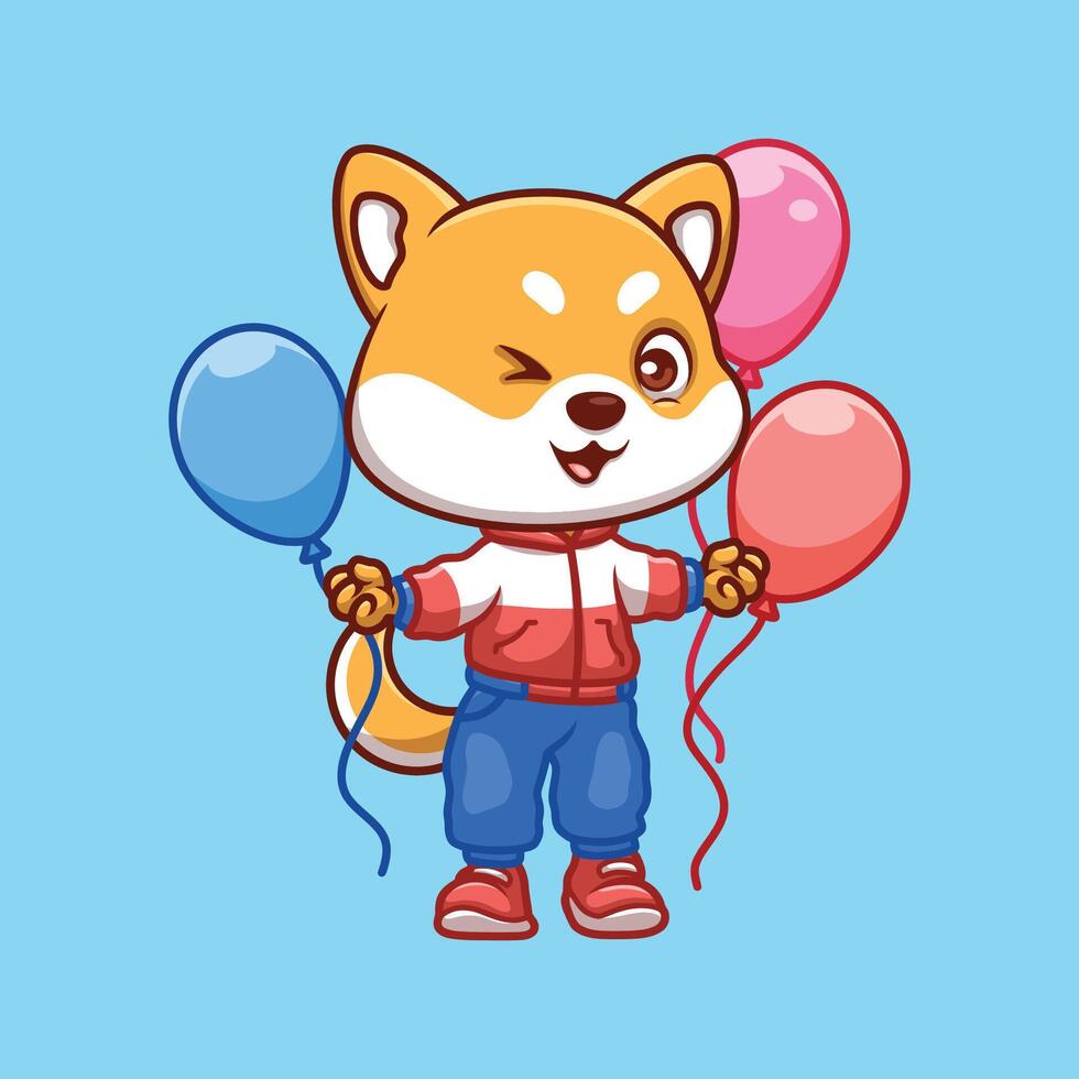 Geburtstag Shiba inu Karikatur süß vektor