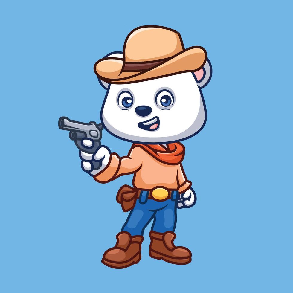 Cowboy Polar- Bär Karikatur vektor