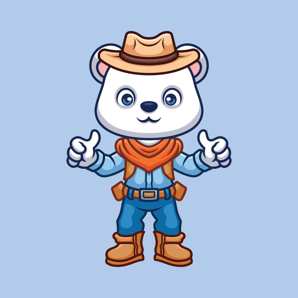 Cowboy Polar- Bär Karikatur vektor