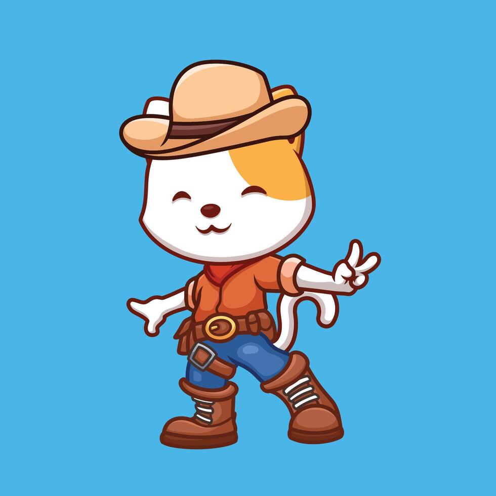 Cowboy Weiß Karikatur Illustration vektor