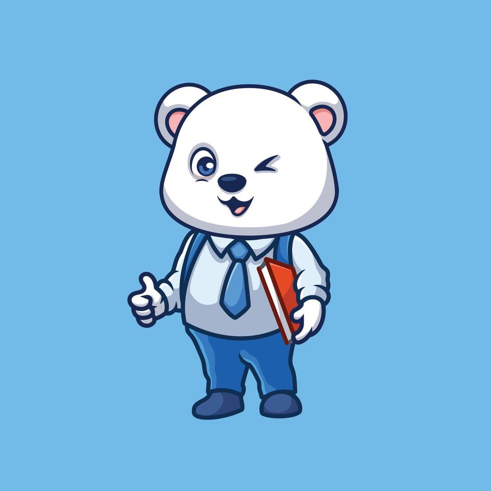 Lehrer Polar- Bär süß Karikatur vektor