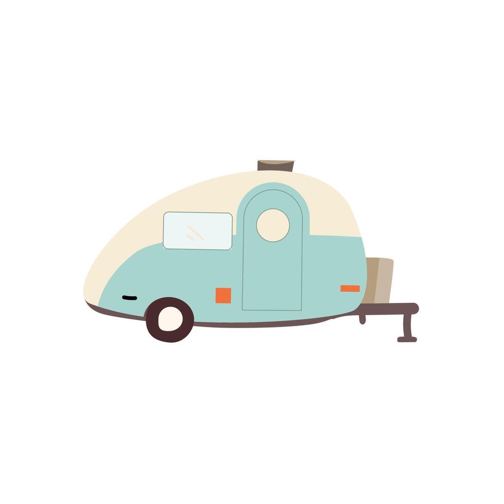 camping trailer för resa - Färg ikon illustration . vektor illustration kan Begagnade för barn affisch, sommar och vår camping utforska baner, utbildning kort, vykort, firande bakgrund.