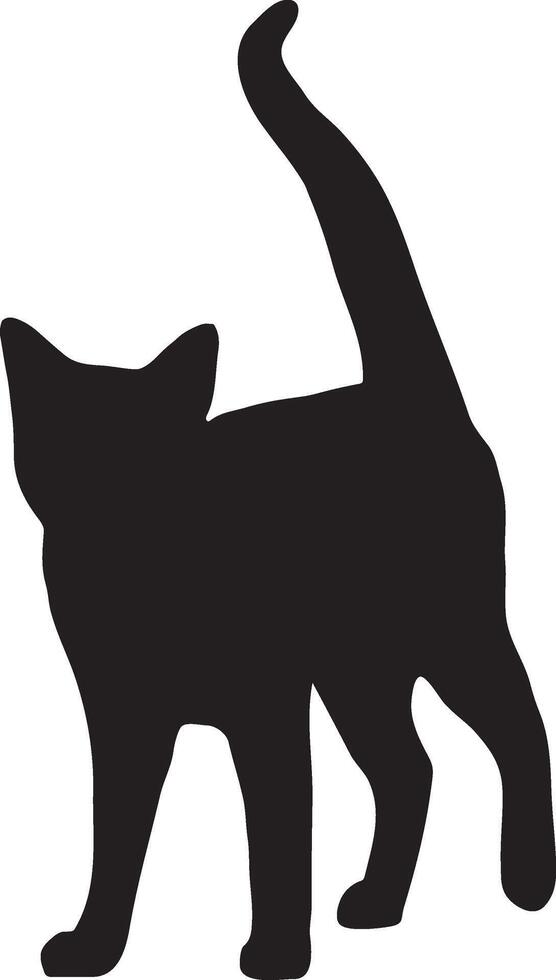 Katze-Vektor-Logo-Design. Vektor-Katze-Silhouette-Ansichtsseite für Retro-Logos, isoliert auf weißem Hintergrund vektor