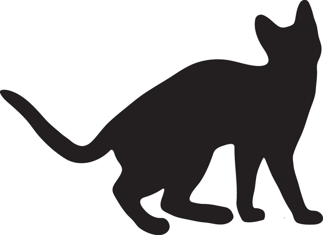 Katze-Vektor-Logo-Design. Vektor-Katze-Silhouette-Ansichtsseite für Retro-Logos, isoliert auf weißem Hintergrund vektor