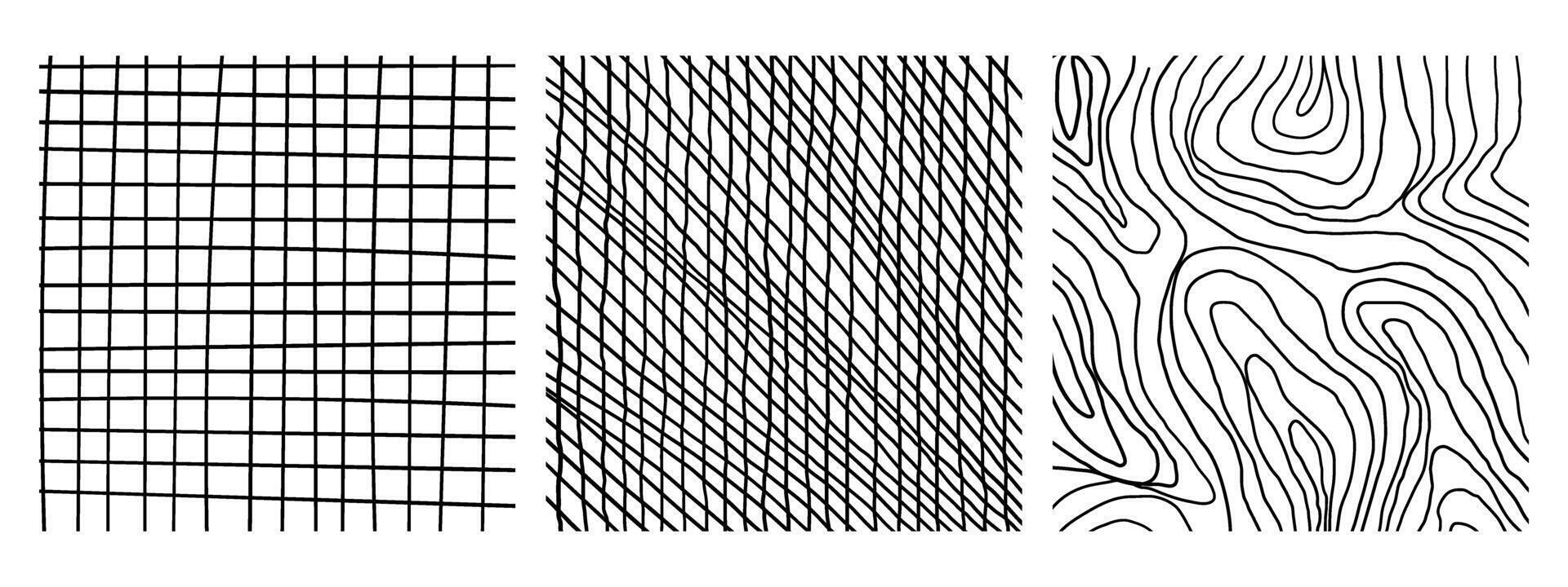 Linie Textur einstellen mit anders Hand gezeichnet Muster. modisch Illustration vektor
