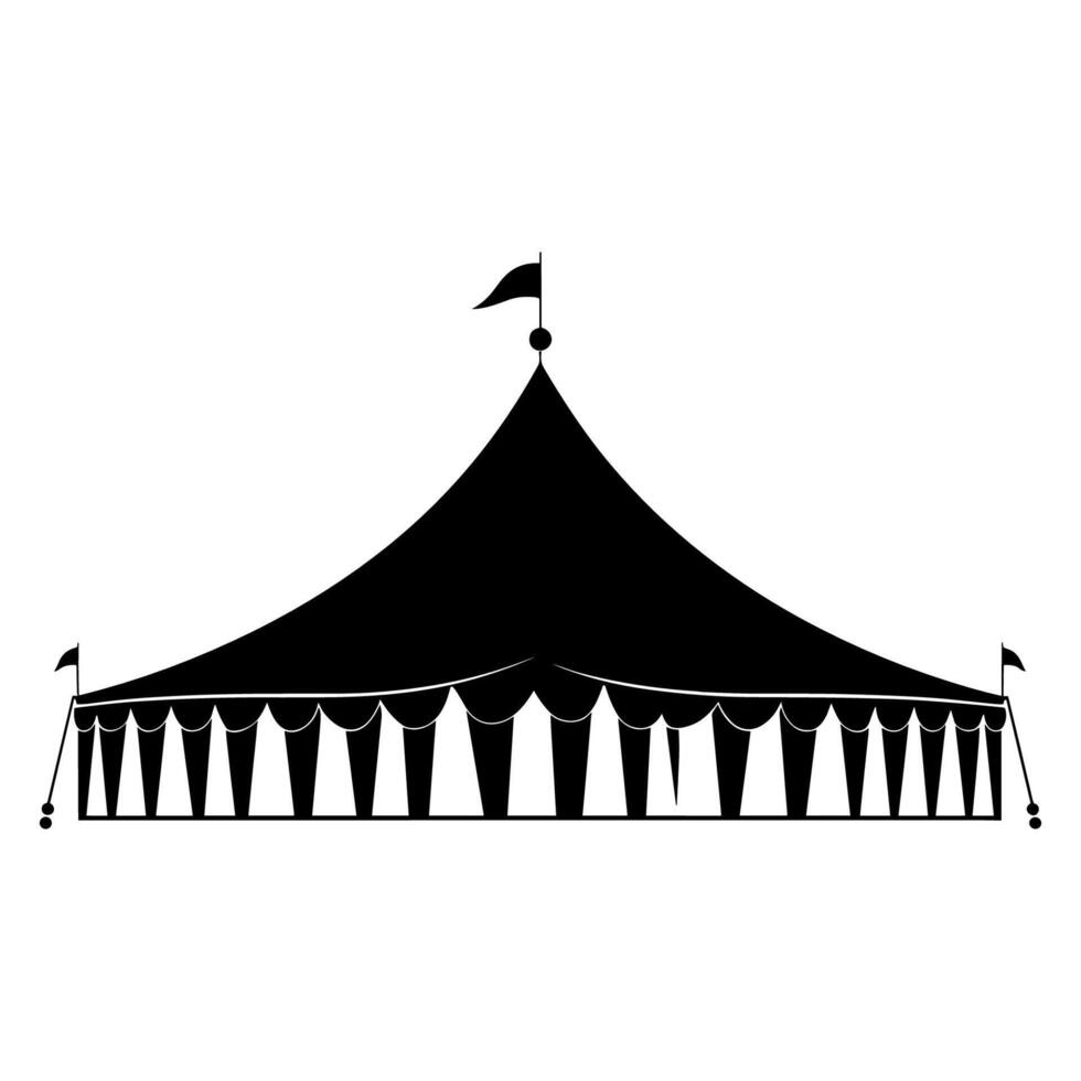 cirkus silhuett, cirkus tält festival ikon vektor illustration.