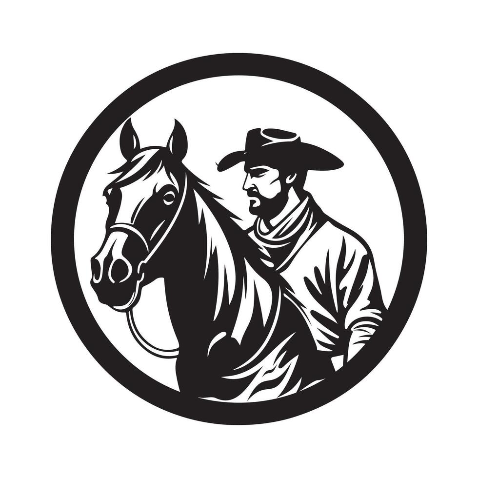 cowboy och häst illustration vektor