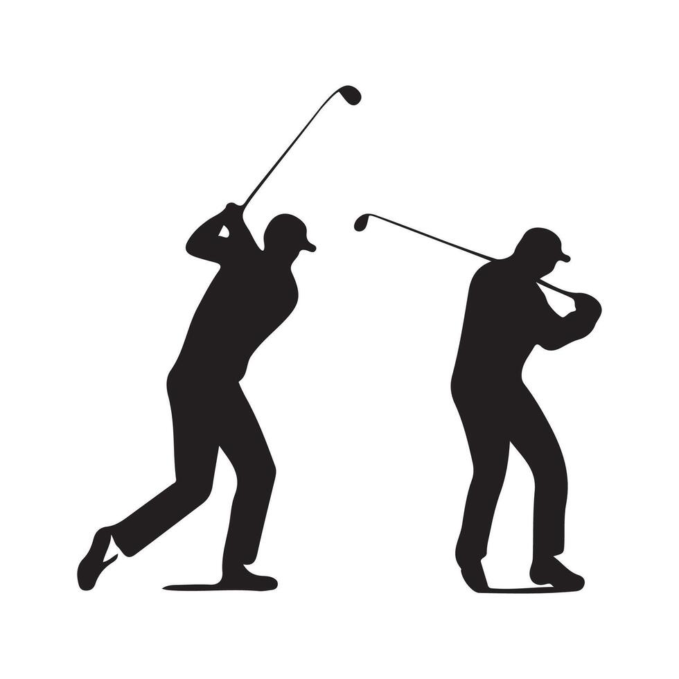 golf spelare illustration, golf spelare silhuett vektor