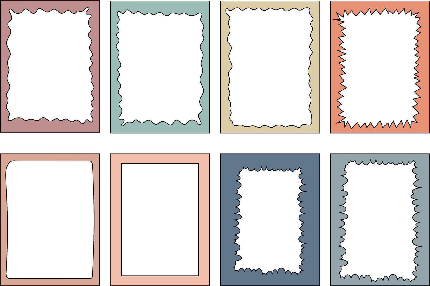 einstellen von Pastell- Text Kisten mit Hand gezeichnet Frames vektor
