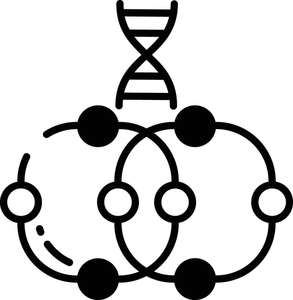 molekular DNA Glyphe und Linie Vektor Illustration