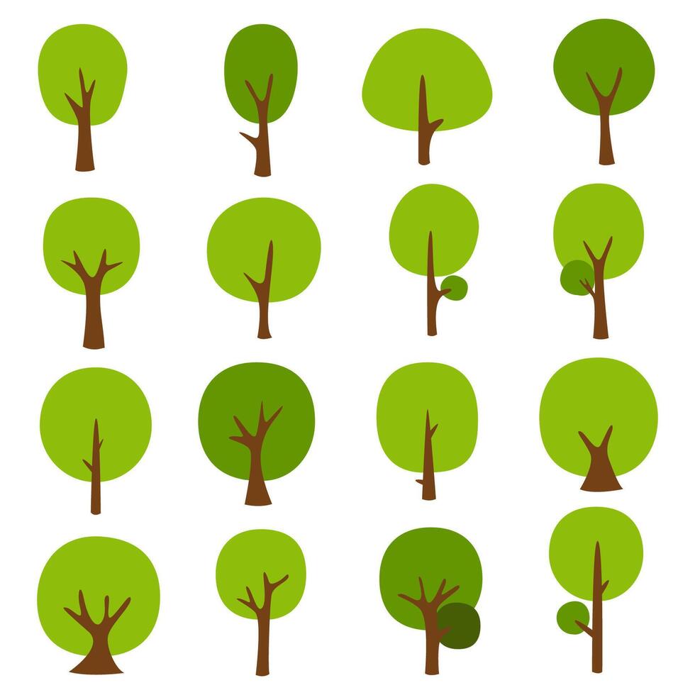 Sammlung von Bäumen. Baum-Set isoliert auf weißem Hintergrund. Vektor-Illustration. vektor