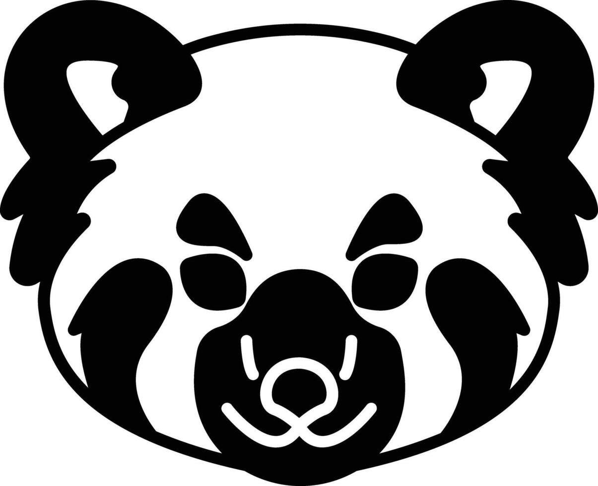 rot Panda Gesicht Glyphe und Linie Vektor Illustration