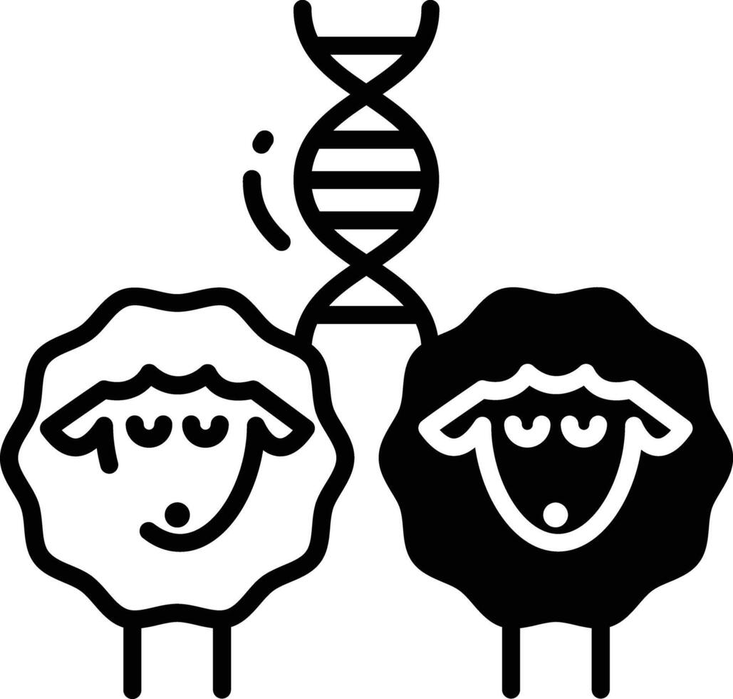 får dna glyf och linje vektor illustration