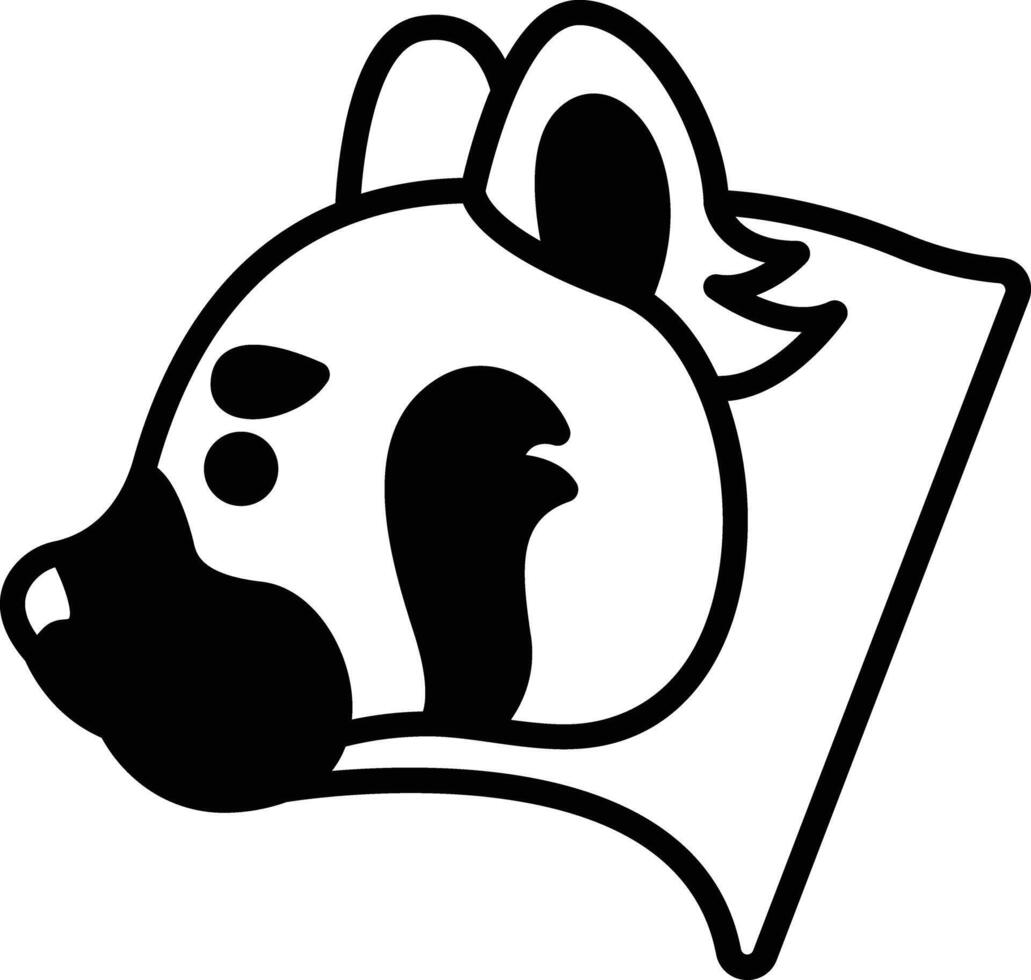 rot Panda Gesicht Glyphe und Linie Vektor Illustration
