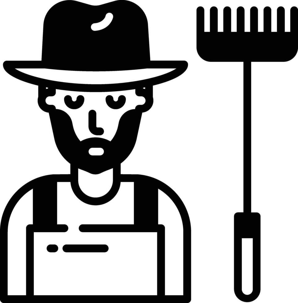 Farmer Mann Glyphe und Linie Vektor Illustration
