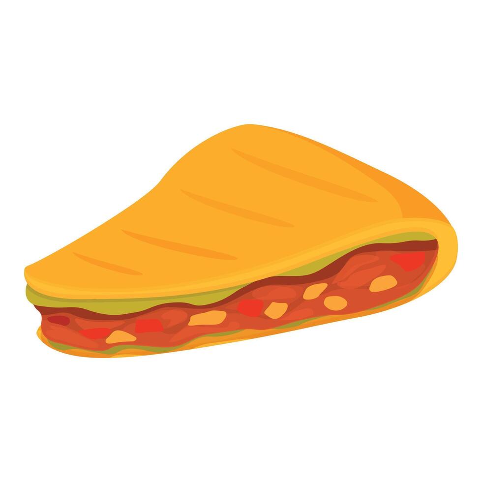 Tomate Quesadilla Symbol Karikatur Vektor. Speisekarte Frühstück vektor