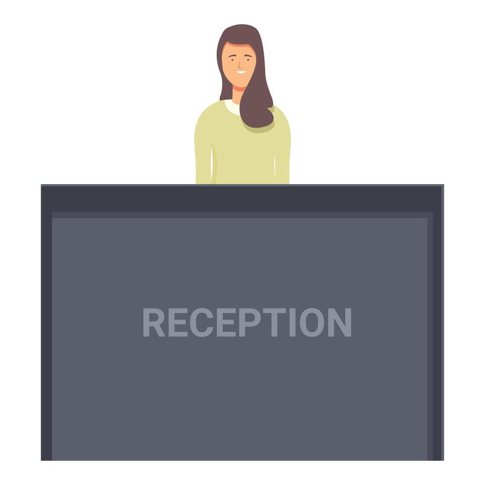 flicka receptionist ikon tecknad serie vektor. hall reception vektor