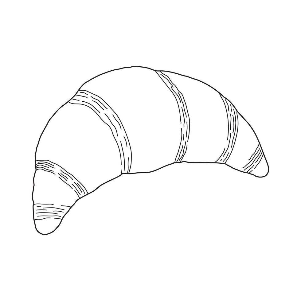 hand dragen croissant ikon tecknad serie vektor illustration isolerat på vit bakgrund