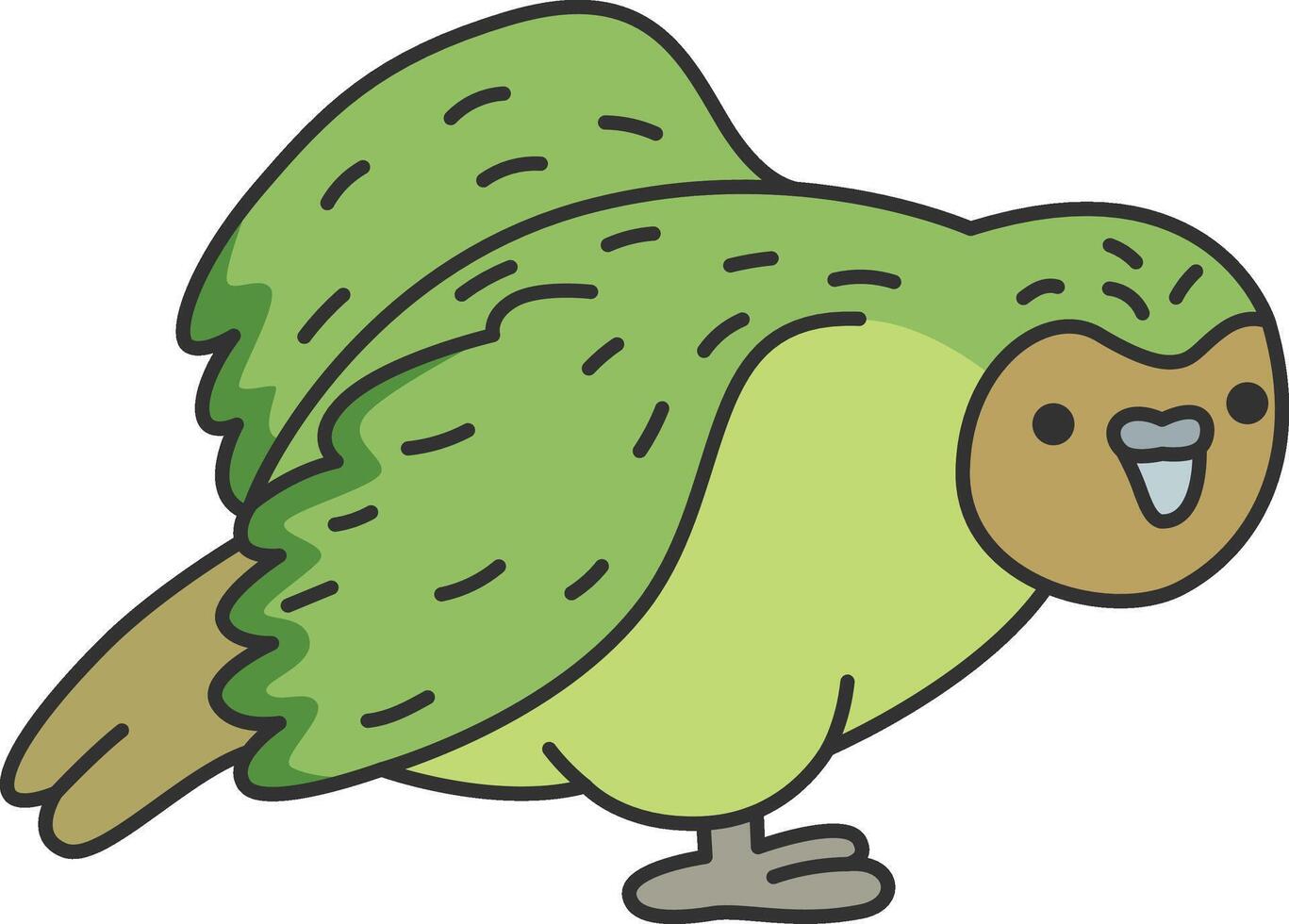 kakapo papegoja. vektor illustration i klotter stil på vit bakgrund