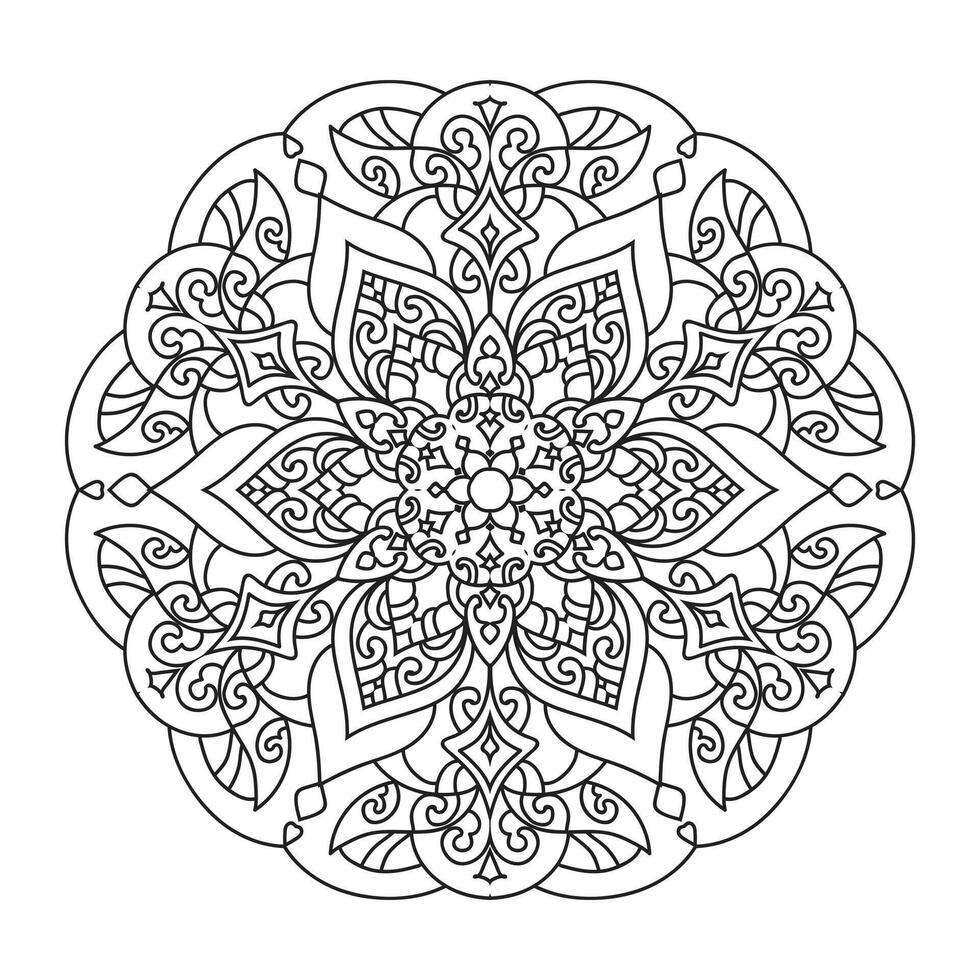 Gliederung Mandala zum Färbung Buch. schwarz und Weiß Mandala vektor