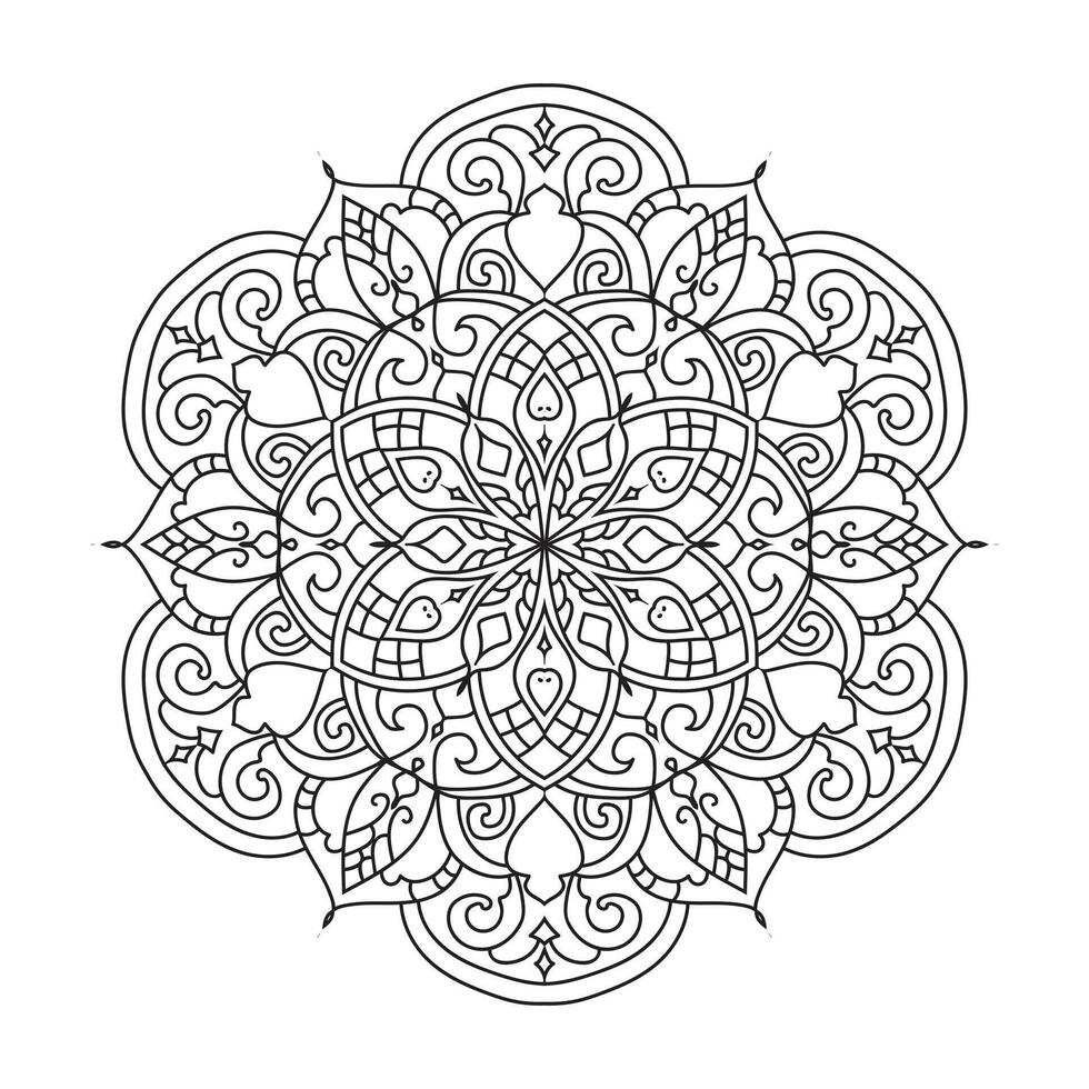 Gliederung Mandala zum Färbung Buch. dekorativ runden Ornament vektor