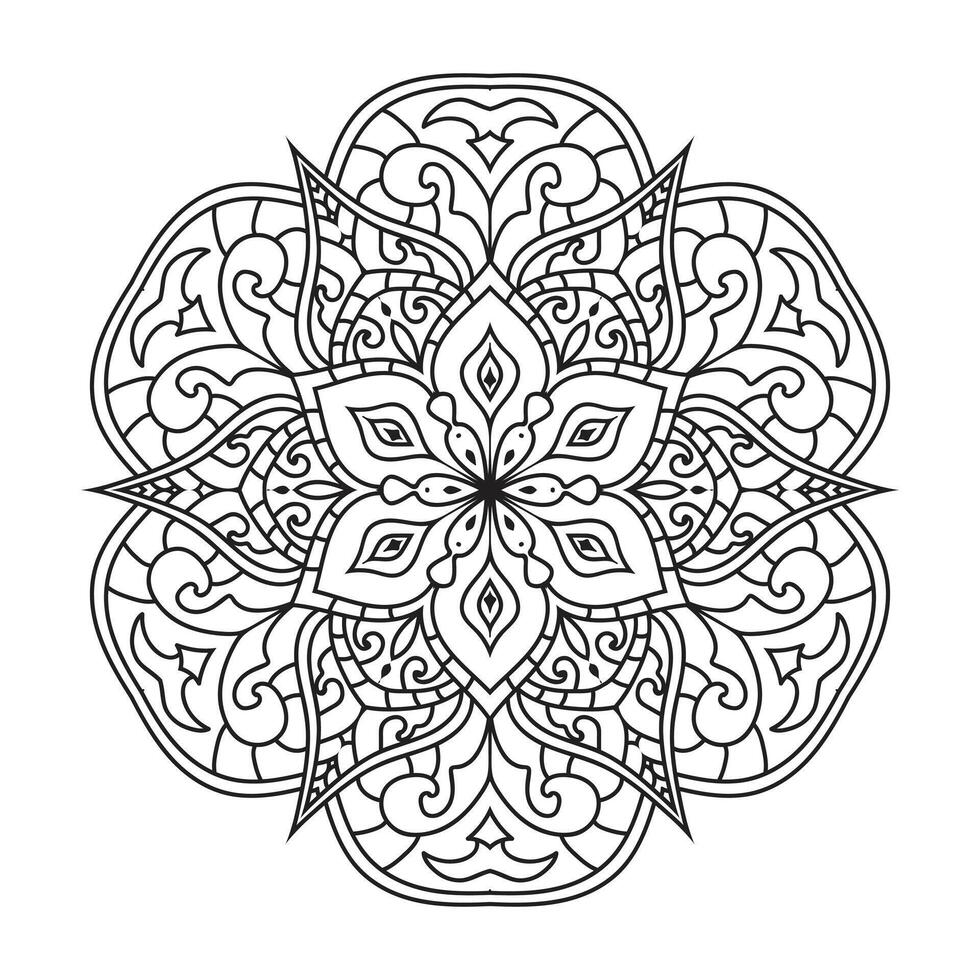 Gliederung Mandala zum Färbung Buch. dekorativ runden Ornament vektor