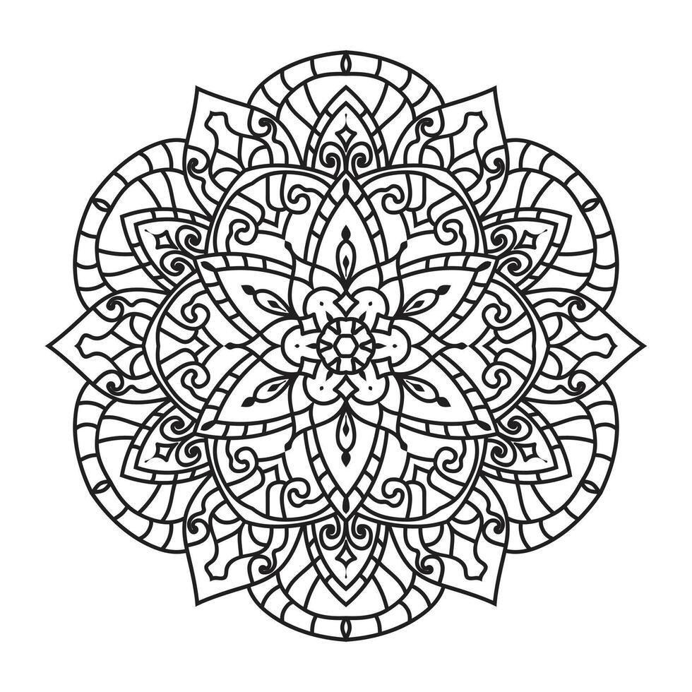 Gliederung Mandala zum Färbung Buch. dekorativ runden Ornament vektor
