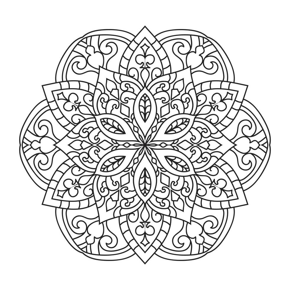 Gliederung Mandala zum Färbung Buch. dekorativ runden Ornament vektor