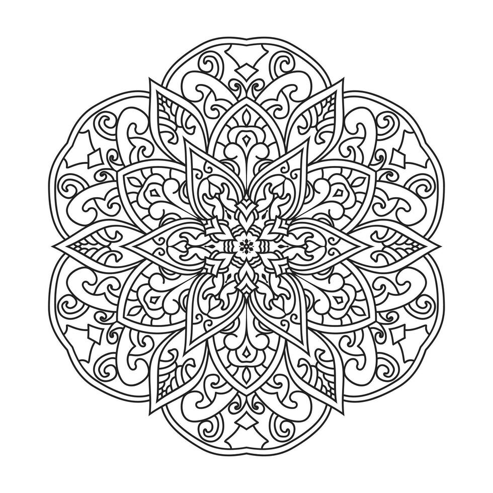 Gliederung Mandala zum Färbung Buch. dekorativ runden Ornament vektor