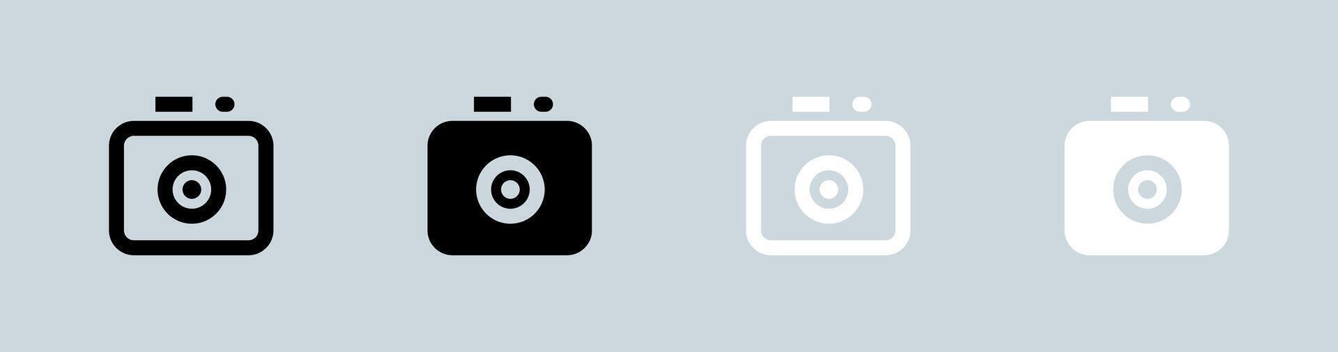 Kamera Symbol einstellen im schwarz und Weiß. Erfassung Tasten Zeichen Vektor Illustration.
