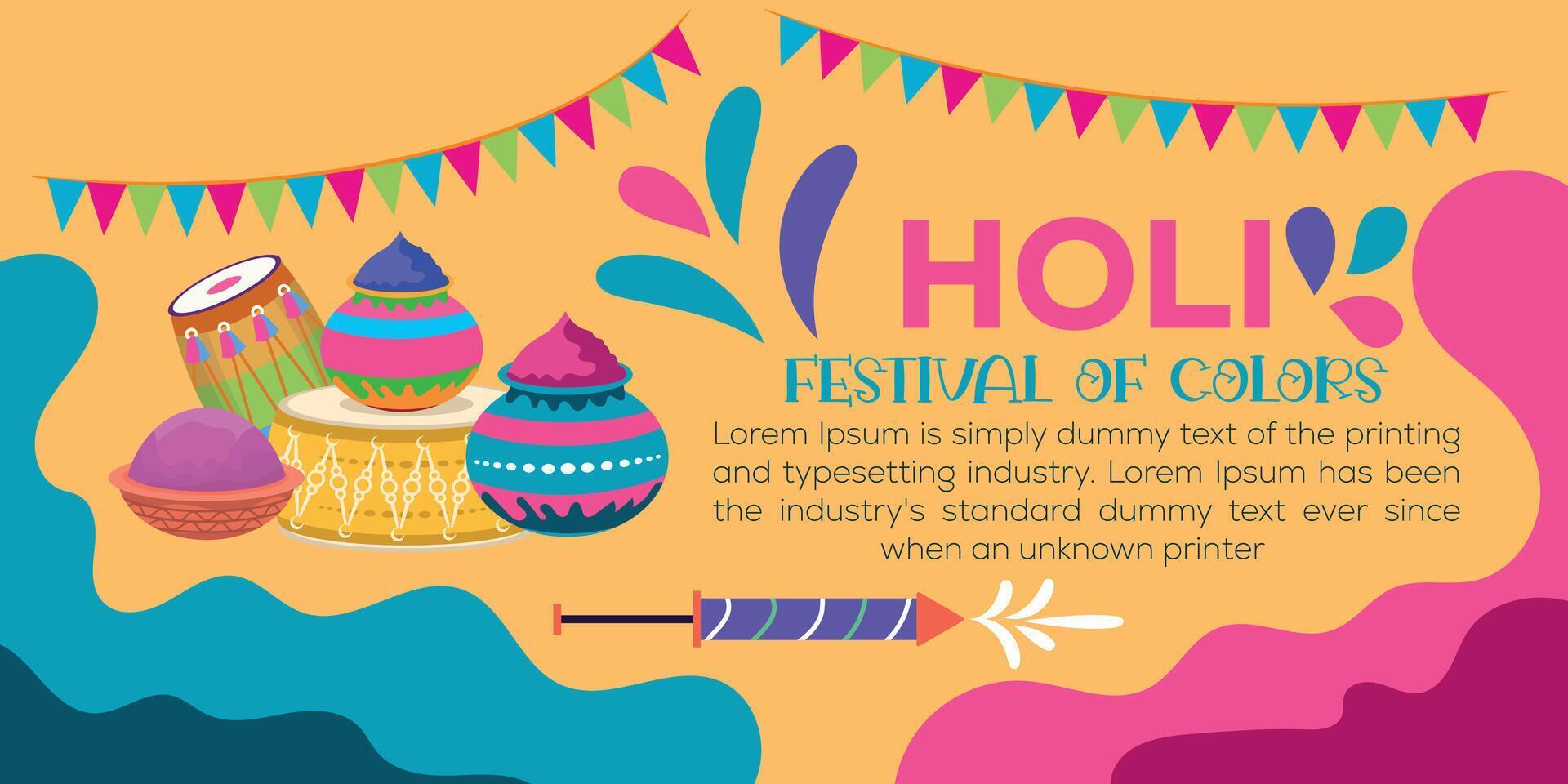 Lycklig holi färgrik baner mall indisk hinduism festival firande, social media affisch design och horisontell baner mall för holi festival firande vektor